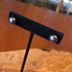 Black Freshwater Pearl Sterling Silver Stud Earrings